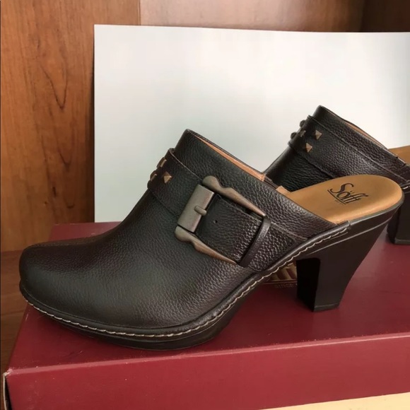 Sofft Leather Brown Slip On Clogs with Buckle Size 8.5 - Picture 4 of 6